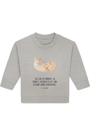 Mr. & Mrs. Panda Longpullover Robbe Liegen 6. - 12. Monat - Heather Grey - Geschenk, Meerestier, Ba (1-tlg) grau 6. - 12. Monat