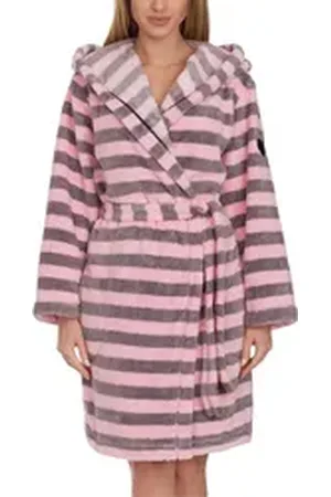 L -  L Bademantel Damen Bademantel LL0106, knielang, Polyester, Kapuze rosa XL