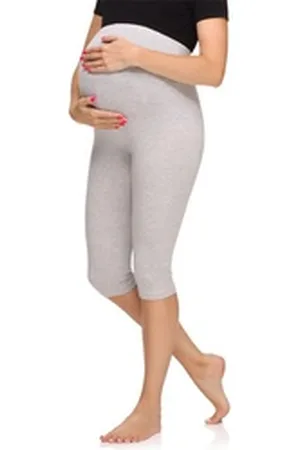 Merry Style Umstandsleggings Damen 3/4 Umstandshose aus Viskose MS10-298 (1-tlg) elastischer Bund grau XXL