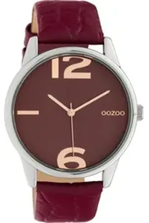 Oozoo Quarzuhr Damen Uhr C10378 Armbanduhr Weinrot Lederband 40 mm
