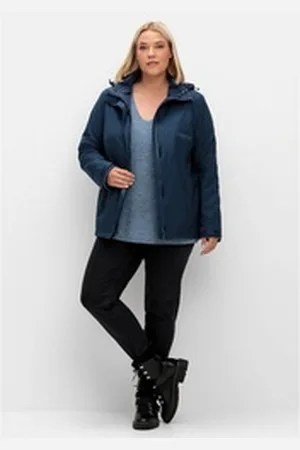 Sheego 3-in-1-Funktionsjacke Große Größen mit Fleece-Innenjacke, wind- und wasserdicht blau 50