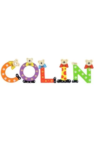 Playshoes Deko-Buchstaben (Set, 5 St), Kinder Holz-Buchstaben Namen-Set "COLIN" in bunten Farben bunt