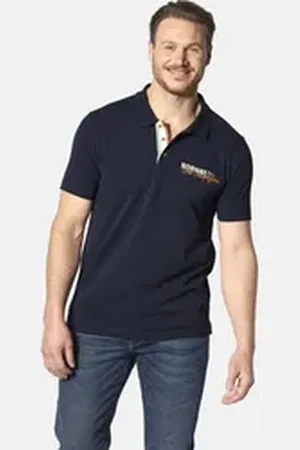 Jan Vanderstorm Poloshirt JAKOV mit Kontrast-Knopfleiste blau 7XL (80/82)
