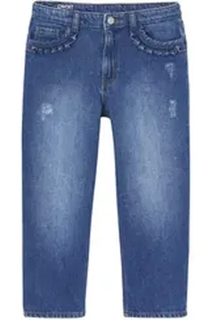 Vertbaudet 7/8-Caprijeans Gerade Mädchen Jeans, Hüftweite COMFORT blau 158