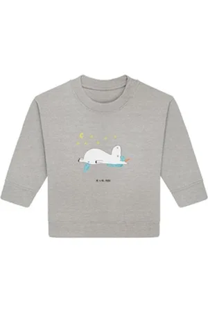 Mr. & Mrs. Panda Longpullover Einhorn Sternenhimmel 24. - 36. Monat - Heather Grey - Geschenk, Baby (1-tlg) grau 24. - 36. Monat