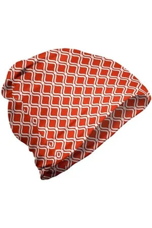 Abakuhaus Beanie Wandern im Freien Jahrgang Abstrakt Warmer Farbton Lattice weiß