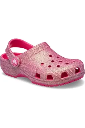 Crocs Classic Iridescent Glitter Clog, Glitzerschuh, Sandale, Hausschuh mit schwenkbarem Fersenriemen rosa 38 EU
