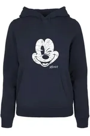 Absolute Cult Kapuzenpullover Damen Ladies Mickey Mouse - Distressed Hoody (1-tlg) blau S