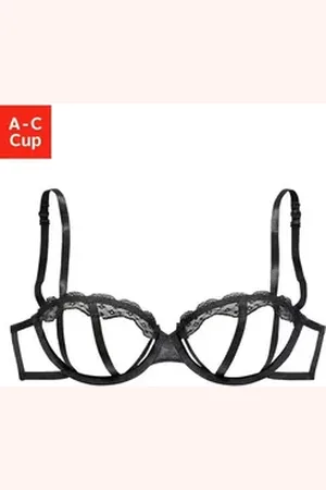 Petite Fleur Büstenhebe mit Bügel und verführerischer Bänder-Optik, sexy Dessous, Reizwäsche schwarz 80