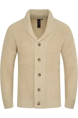 Soul Star Strickjacke S2EMBU Herren Grobstrick Pulli Winterpullover beige M