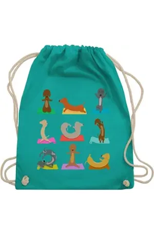 Shirtracer Turnbeutel Dackel Yoga Dackel Lustig, Hunde blau