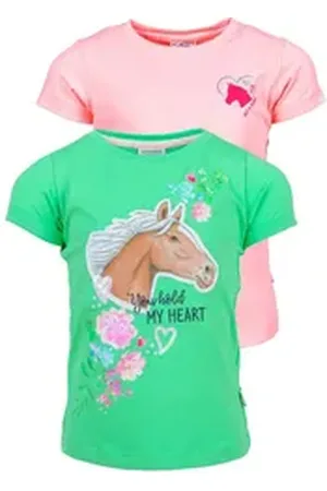 Salt & Pepper T-Shirt Horse (2-tlg) mit tollem Glitzerdruck bunt|grün|rosa 104