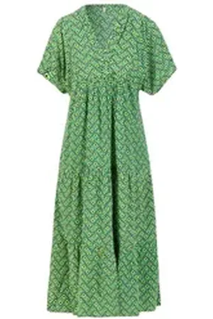 Blutsgeschwister Midikleid Kleid Damen – Leichtes Midikleid Sommerkleid Saint Tropen grün L