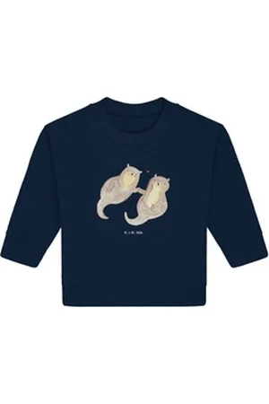 Mr. & Mrs. Panda Longpullover Otter Hände halten 6. - 12. Monat - French Navy - Geschenk, Otter See (1-tlg) blau 6. - 12. Monat