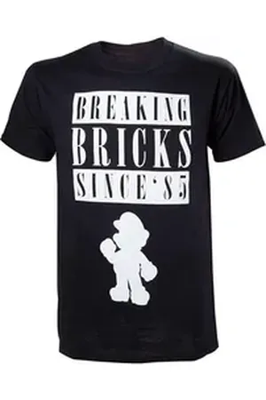 Super Mario T-Shirt T-Shirt breaking bricks since 1985 Erwachsene + Jugendliche Gr. S L XL schwarz S