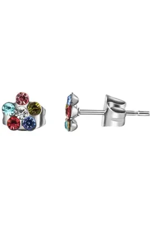Akzent Ohrring-Set Lillie Edelstahl Ohrstecker mit bunten Similisteinen (Paar), Mädchen Ohrring silberfarben