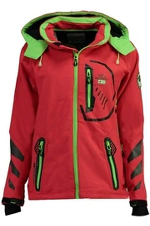 Geographical Norway Softshelljacke Damen Softshell Outdoor Wander Sport Jacke in Unifarbe, mit abnehmbarer Kapuze, mit Stehkragen rot S