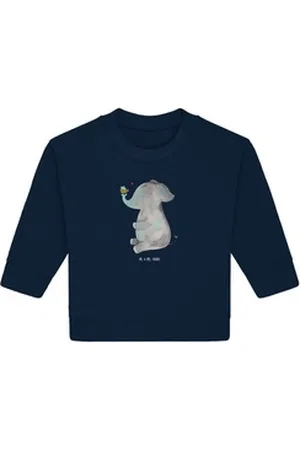 Mr. & Mrs. Panda Longpullover Elefant Biene 6. - 12. Monat - French Navy - Geschenk, Baby Sweatshir (1-tlg) blau 6. - 12. Monat