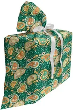 Abakuhaus Spielzeugtruhe Stoffbeutel für Partygeschenke mit 3 Bändern, Ethnisch Folkloric Paisley Blumen grün