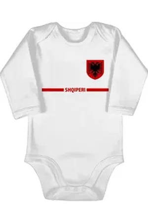 Shirtracer Shirtbody Albanien Trikot Wappen, Shqipëri mit Stolz, Albanisches Fan-Motiv 2026 Fussball WM Fanartikel Baby weiß 12/18 Monate