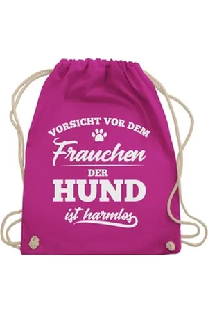 Shirtracer Turnbeutel Vorsicht vor dem Frauchen der Hund ist harmlos, Geschenk für Hundebesitzer rosa