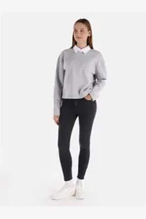Colins Girlfriend-Jeans 759 Lara Super Slim Fit Regular Waist Slim Leg Schwarz Damen Hose 28-30