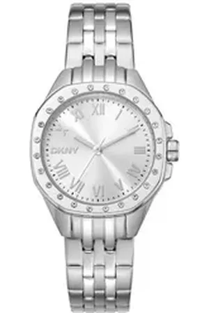 DKNY Quarzuhr Damenuhr Mit Silbernem Zifferblatt, (Set) silberfarben
