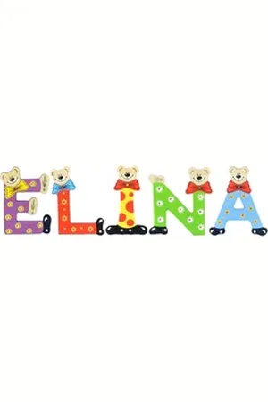 Playshoes Deko-Buchstaben (Set, 5 St), Kinder Holz-Buchstaben Namen-Set "ELINA" in bunten Farben bunt