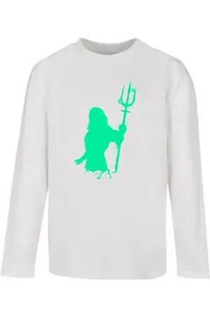 Absolute Cult Longsleeve Herren Kids Aquaman - Aqua Silhouette Longsleeve (1-tlg) weiß 122/128