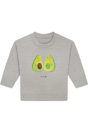 Mr. & Mrs. Panda Longpullover Avocado Pärchen 6. - 12. Monat - Heather Grey - Geschenk, Avocados, B (1-tlg) grau 6. - 12. Monat