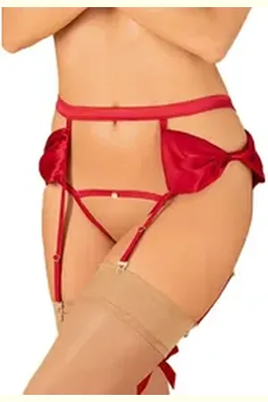 Obsessive Strumpfhalter Rubinesa Strumpfhalter mit Satin-Schleifen, rot rot L/XL