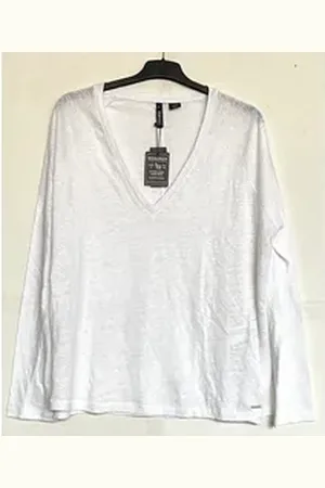 Woolrich Langarmshirt Damen Langarm T-Shirt, W.S Slub Jersey V-Neck Leinen