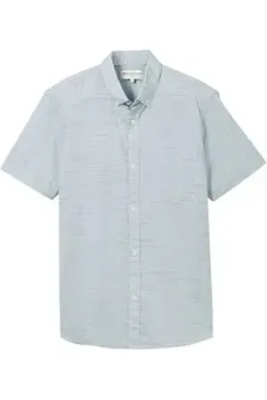 TOM TAILOR Denim Kurzarmhemd Hemdshirt striped slubyarn - Regular Fit weiß S