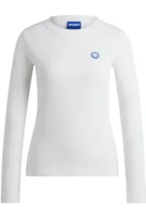 HUGO BOSS Blue Blusentop Shirt Daliria - Regular Fit weiß S
