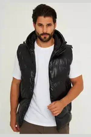 Soul Star Steppweste S2CHOWD Herren Pufferweste mit Kapuze Winterweste Outdoor-Weste Bodywarmer schwarz L