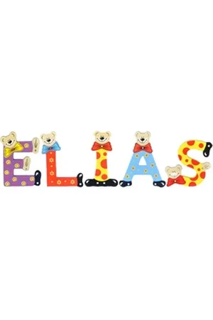 Playshoes Deko-Buchstaben (Set, 5 St), Kinder Holz-Buchstaben Namen-Set "ELIAS" in bunten Farben bunt