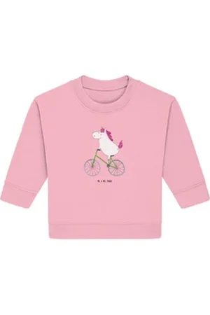 Mr. & Mrs. Panda Longpullover Einhorn Radfahrer 6. - 12. Monat - Cotton Pink - Geschenk, Konfetti, (1-tlg) rosa 6. - 12. Monat