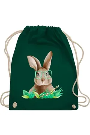 Shirtracer Turnbeutel Hase mit Brille I Osterhase Nerd I Oster Hase, Ostergeschenk Deko grün