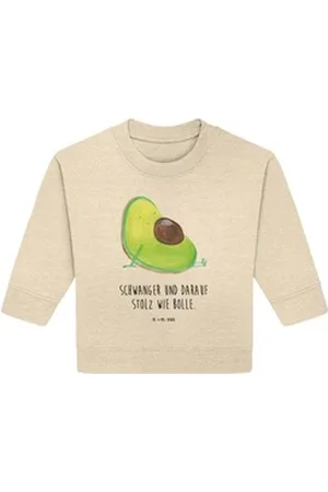 Mr. & Mrs. Panda Longpullover Avocado Schwangerschaft 12. - 18. Monat - Natural Raw - Geschenk, Veg (1-tlg) weiß 12. - 18. Monat