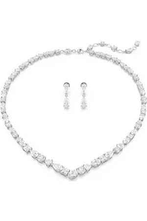 Swarovski Kette mit Anhänger Halskette & Ohrstecker Mesmera Set 5674306 rhodiniert silberfarben