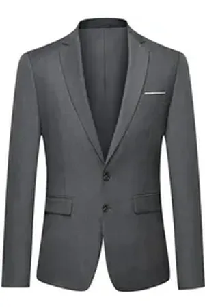 Allthemen Anzugsakko Herren 1 Knopf Blazer mit klassischem Reverskragen grau 48
