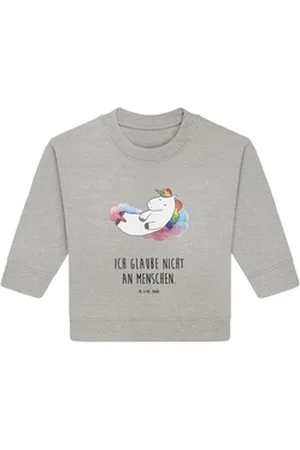 Mr. & Mrs. Panda Longpullover Einhorn Wolke 7 12. - 18. Monat - Heather Grey - Geschenk, Einhorn De (1-tlg) grau 12. - 18. Monat