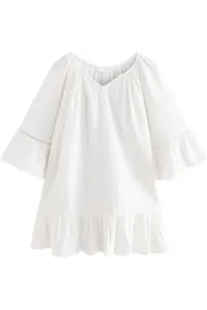 Next Strandkleid Kaftankleid aus 100 % Baumwolle (1-tlg) weiß 128 (8 J.)