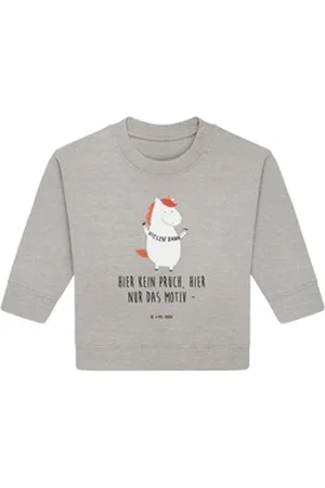 Mr. & Mrs. Panda Longpullover Einhorn Dankeschön 6. - 12. Monat - Heather Grey - Geschenk, Baby Bul (1-tlg) grau 6. - 12. Monat