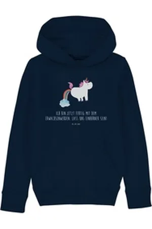 Mr. & Mrs. Panda Hoodie Einhorn Pupsen 12-14 Jahre (152/164) - French Navy - Geschenk, Jungen (1-tlg) blau 12-14 Jahre (152/164)