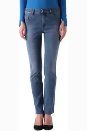 Diesel Straight-Jeans Sandy 0666G Stretch Damen Jeans Hose Slim Straight blau W28