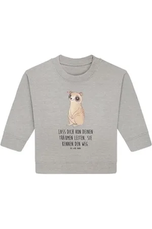 Mr. & Mrs. Panda Longpullover Plumplori Glücklich 12. - 18. Monat - Heather Grey - Geschenk, Tiere, (1-tlg) grau 12. - 18. Monat