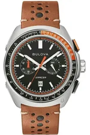BULOVA Chronograph Racer 98B427, Armbanduhr, Quarzuhr, Herrenuhr, Saphirglas, Lederarmband braun