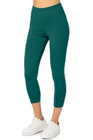 Merry Style Leggings Caprihose Damen 3/4 Hose MS10-199 (1-tlg) aus Baumwolle grün M