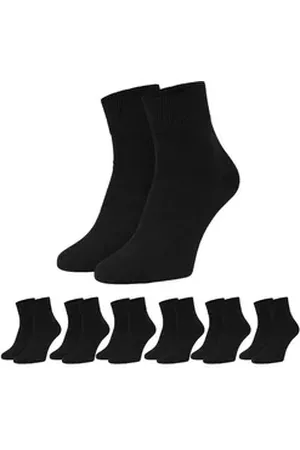 Black Snake Socken Diabetiker Kurzschaft Strümpfe ohne Gummibund aus Baumwolle 6 Paar - venenfreundlich, mit handgekettelter Spitze schwarz 39/42